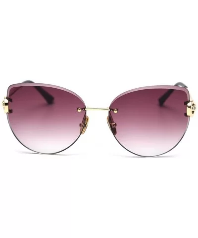 Retro Cat Eye Sunglasses Rimless Rhinestone Frameless Sun Glasses for Women Accessories - Purple Grey - CH18AL3A99E $16.17 Ri...