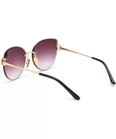 Retro Cat Eye Sunglasses Rimless Rhinestone Frameless Sun Glasses for Women Accessories - Purple Grey - CH18AL3A99E $16.17 Ri...