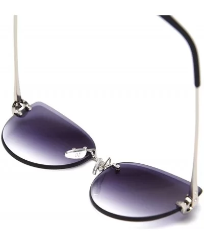 Retro Cat Eye Sunglasses Rimless Rhinestone Frameless Sun Glasses for Women Accessories - Purple Grey - CH18AL3A99E $16.17 Ri...