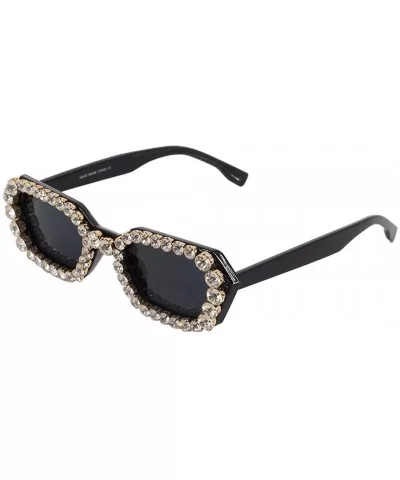 Sparkling Crystal Sunglasses UV Protection Rhinestone Sunglasses - Black - CI18ZYMCNYZ $25.93 Oversized