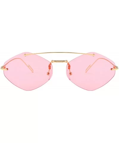 Classic style Frame less Irregular Sunglasses for Men or Women metal PC UV 400 Protection Sunglasses - Pink - CL18SASX8EM $32...