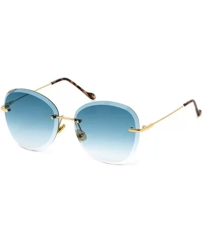 Frameless big frame trimmed sunglasses - ladies fashion 2019 new - A - CM18SCRTGMW $69.85 Aviator