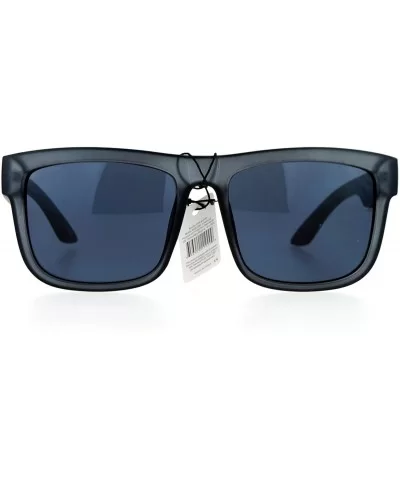 Dark Black Mens Oversize Sport Horned Sunglasses - Grey - CV12EO5OSQP $13.44 Wayfarer