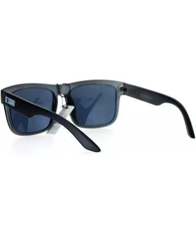 Dark Black Mens Oversize Sport Horned Sunglasses - Grey - CV12EO5OSQP $13.44 Wayfarer