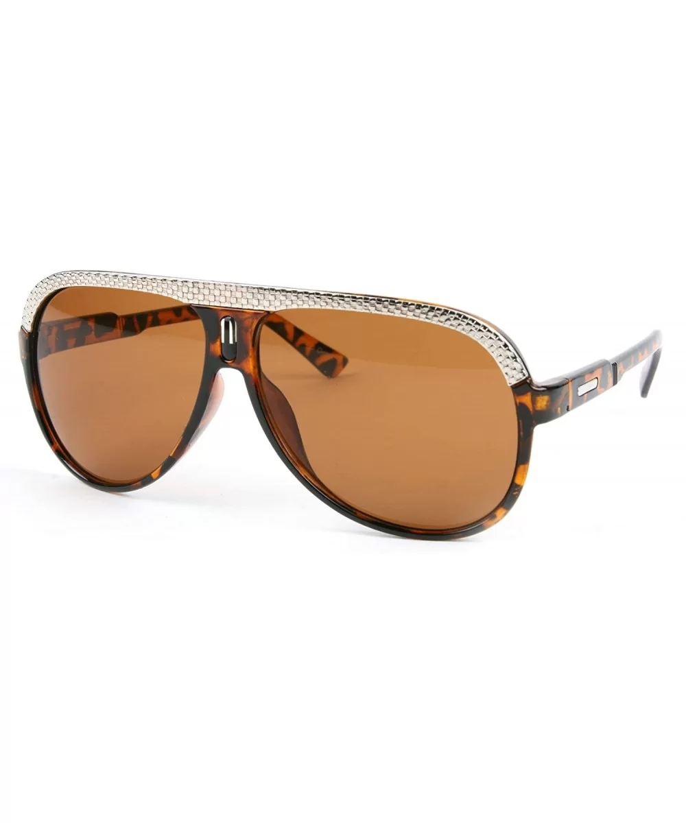 Modern Unisex Fashion Design Aviator Sunglasses P2116 - Tortoise-brown Lens - CT11EPHE5E3 $22.55 Aviator