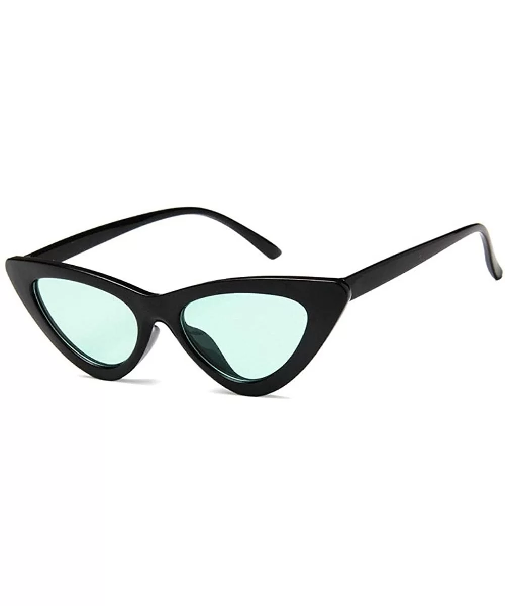 Women Fashion Triangle Cat Eye Sunglasses with Case UV400 Protection Beach - Black Frame/Gren Lens - CF18WMR3ZZH $32.79 Cat Eye