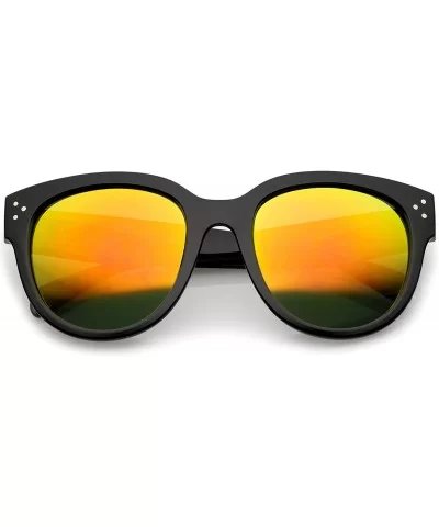 Women's Oversize Horn Rimmed Colored Mirror Lens Cat Eye Sunglasses 56mm - Black / Orange Mirror - CM12NQZJA6L $13.53 Cat Eye