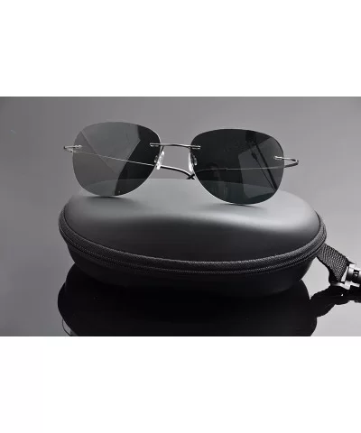 rimless titanium polarized Sunglasses - Gray - CV12HKIT0GB $38.69 Rimless