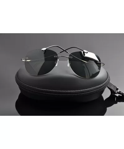 rimless titanium polarized Sunglasses - Gray - CV12HKIT0GB $38.69 Rimless