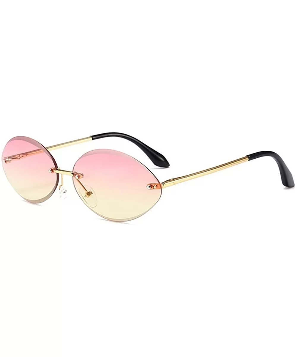 High-Point Rimless Oval Clear Color Lens Designer Cat Sunglasses - Gold-pink - C4189SHRXHO $19.17 Oval