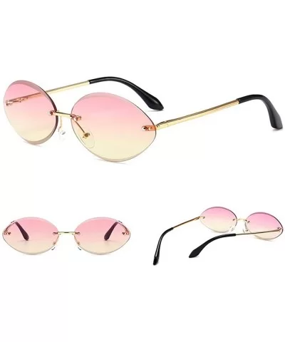 High-Point Rimless Oval Clear Color Lens Designer Cat Sunglasses - Gold-pink - C4189SHRXHO $19.17 Oval