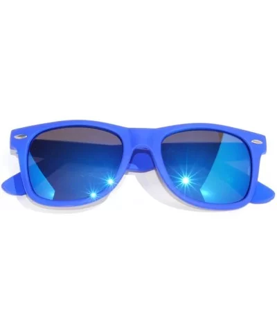 Vintage Full Mirror Lens Sunglasses Colored Frame Matte Retro Style - Blue - C511NJ53KPH $12.23 Wayfarer