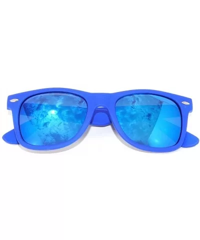 Vintage Full Mirror Lens Sunglasses Colored Frame Matte Retro Style - Blue - C511NJ53KPH $12.23 Wayfarer