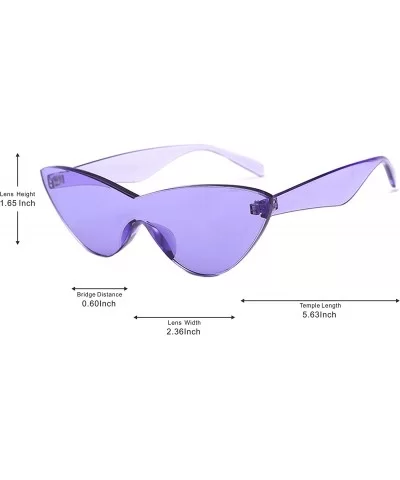 Fashion One Piece Rimless Clear Lens Color Candy Cat Eye Sunglasses9807 - Purple - CW18ILEQSK2 $14.42 Rimless