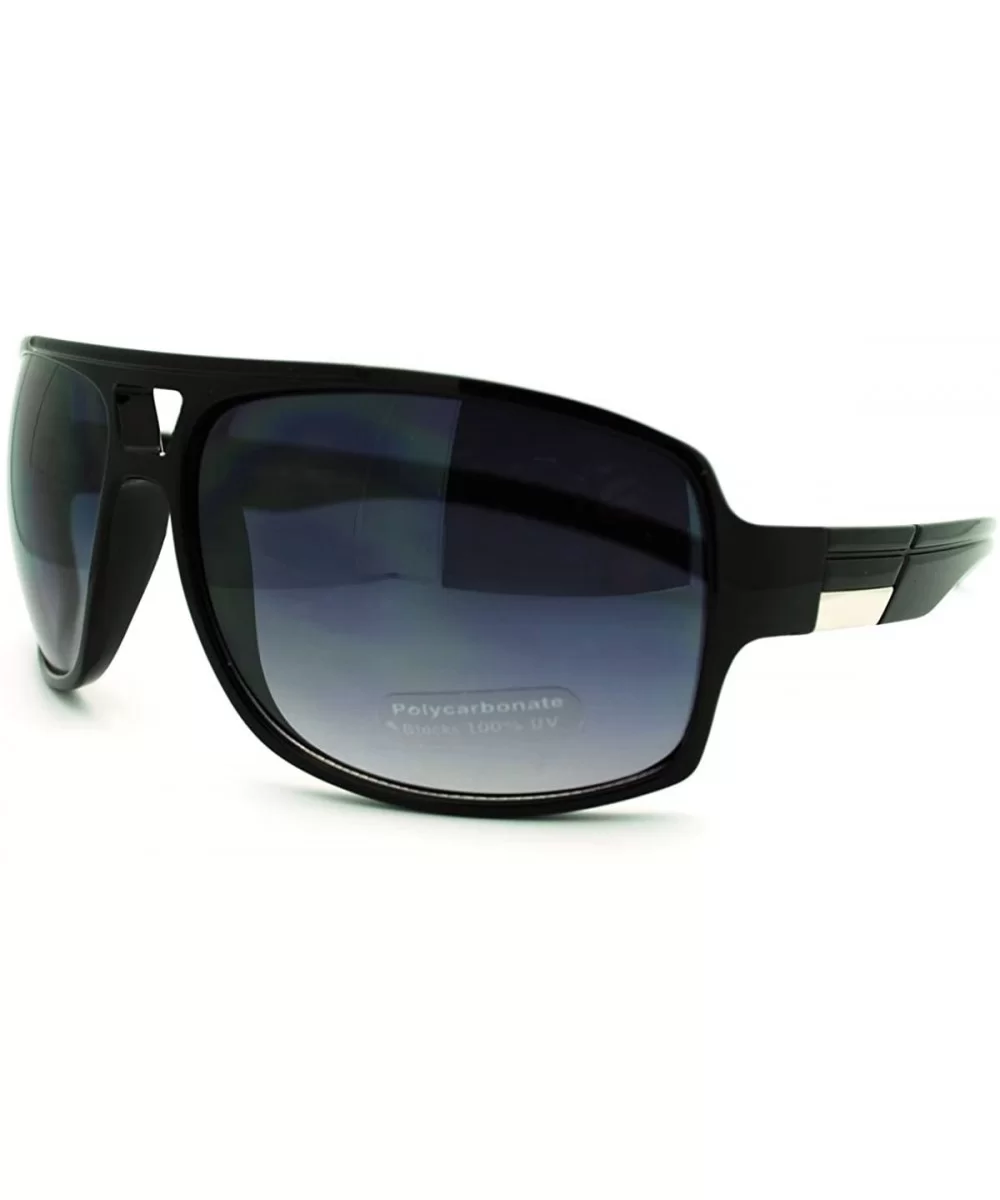 Mens Luxury Oversize Sport Plastic Racer Sunglasses - Black - CO12O8WEQ8H $14.12 Oversized