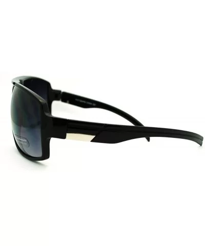 Mens Luxury Oversize Sport Plastic Racer Sunglasses - Black - CO12O8WEQ8H $14.12 Oversized