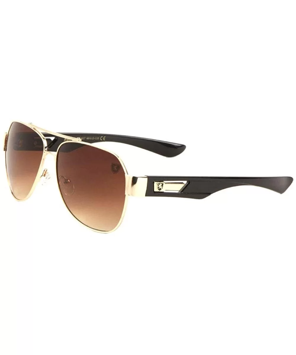 Thick Temple Plastic Cut Classic Aviator Sunglasses - Brown - CQ199LTGG3Z $28.61 Aviator