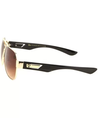 Thick Temple Plastic Cut Classic Aviator Sunglasses - Brown - CQ199LTGG3Z $28.61 Aviator