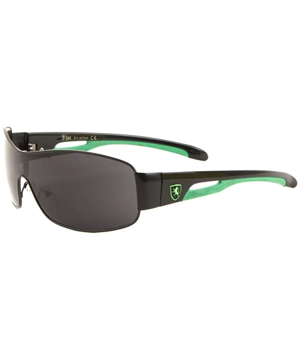 Wide Curved One Piece Shield Lens Sports Temple Sunglasses - Green - C6199D5SN7X $29.54 Sport