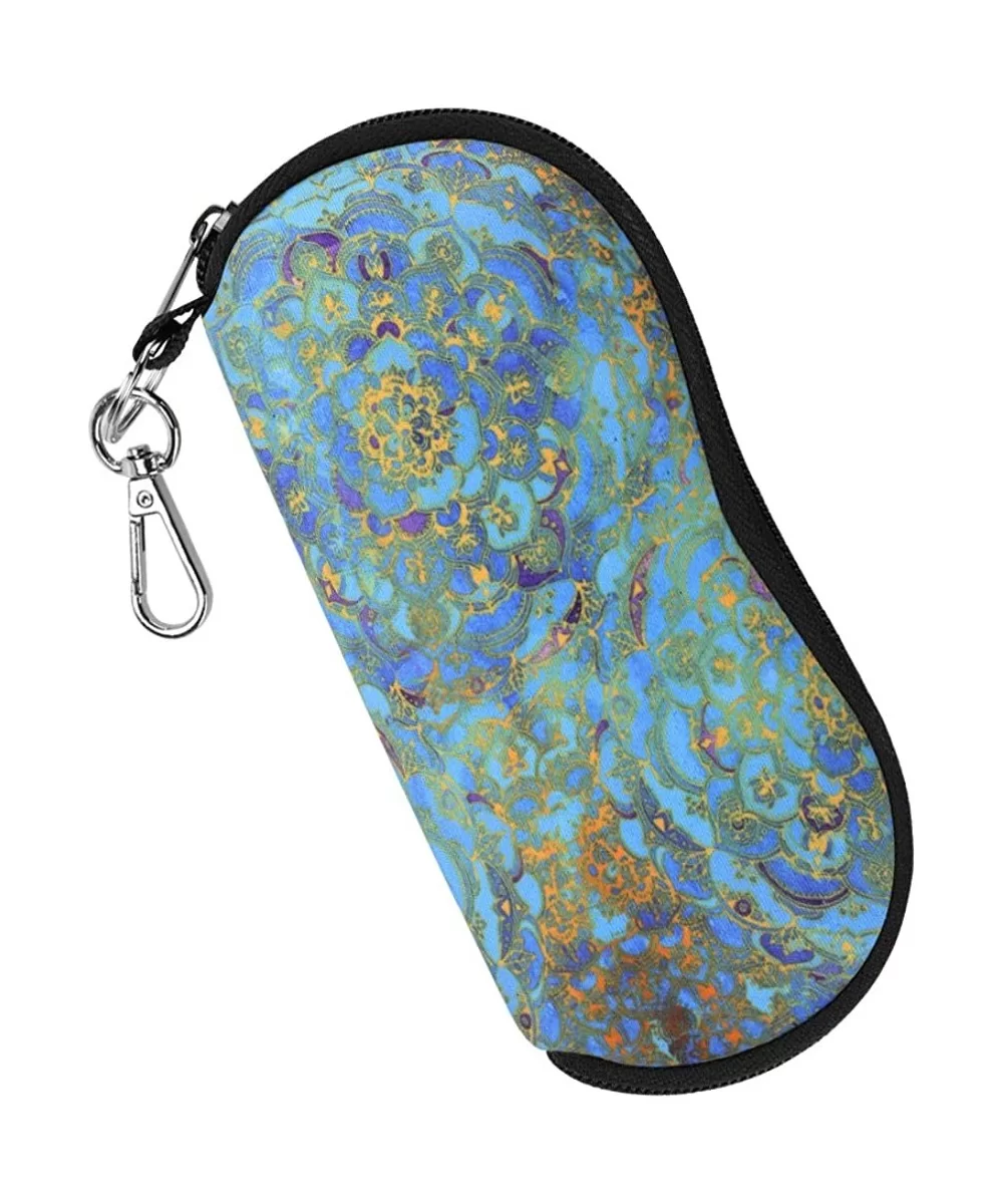 Glasses Case with Carabiner - Ultra Light Portable Neoprene Zipper Sunglasses Soft Case - Shades of Blue - C918CWUNGSC $11.80...