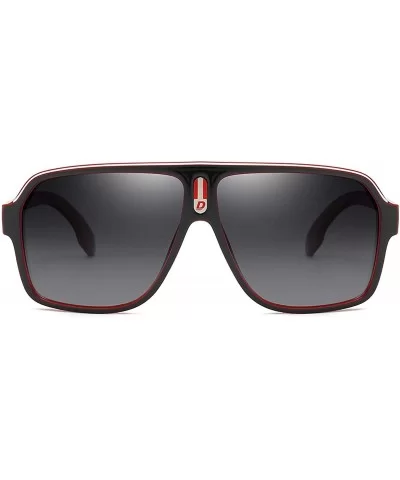 Mens Oversized Aviator Sunglasses Classic Large Polarized Lens Shades D103 - Red&black/Gray - CS194OU5DAI $24.83 Square