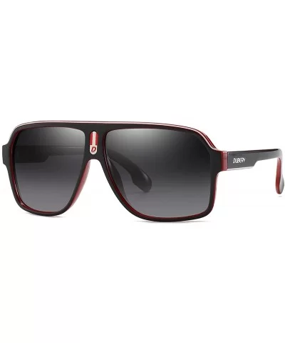 Mens Oversized Aviator Sunglasses Classic Large Polarized Lens Shades D103 - Red&black/Gray - CS194OU5DAI $24.83 Square