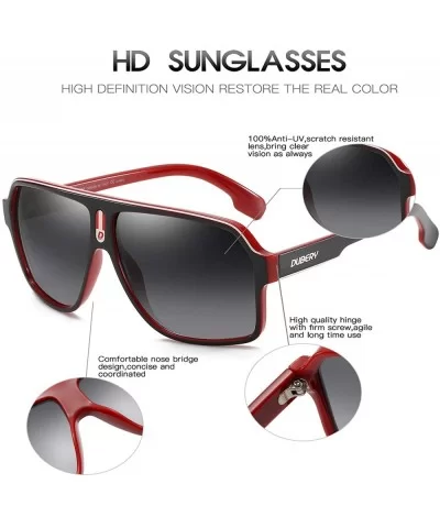 Mens Oversized Aviator Sunglasses Classic Large Polarized Lens Shades D103 - Red&black/Gray - CS194OU5DAI $24.83 Square