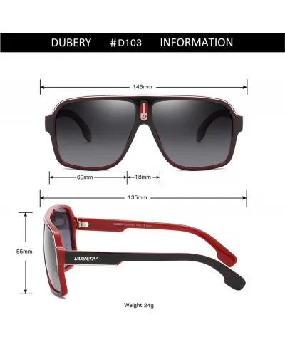 Mens Oversized Aviator Sunglasses Classic Large Polarized Lens Shades D103 - Red&black/Gray - CS194OU5DAI $24.83 Square