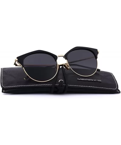 Women Cat Eye Polarized Sunglasses Retro Style Shades UV400 Protection S6503 - Black - C718DLIDCM9 $21.11 Oversized