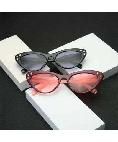 Women's Luxurious Cat Eye Shade Sunglasses Integrated Diamond Eyes Gasses - Coffee - CK196OMIQZM $10.26 Oval