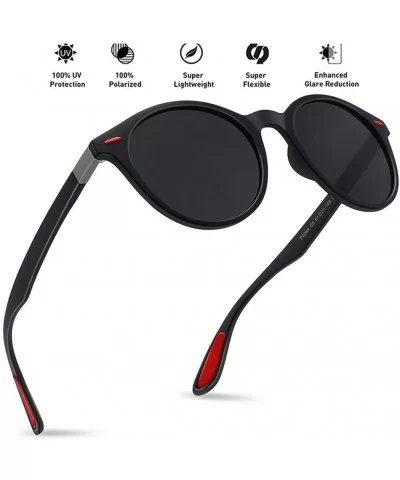 Sunglasses for Men Polarized Travel Driving Fishing Round Matte Female UV400 Eyewear TR90 - C1 Matte Black - CF18M3NE2H2 $54....