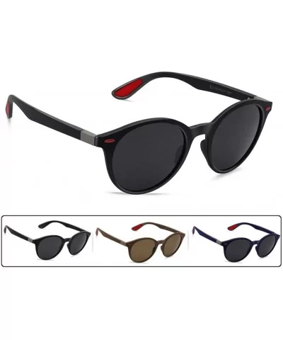 Sunglasses for Men Polarized Travel Driving Fishing Round Matte Female UV400 Eyewear TR90 - C1 Matte Black - CF18M3NE2H2 $54....