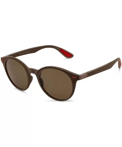 Sunglasses for Men Polarized Travel Driving Fishing Round Matte Female UV400 Eyewear TR90 - C3 Matte Brown - CP18M3NQMWG $53....