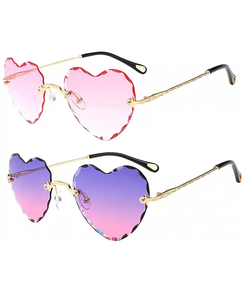 2x Fashion Heart Shape Rimless UV400 Sunglasses Eyewear For Party Travel Beach - CN19036SIW2 $24.19 Rimless