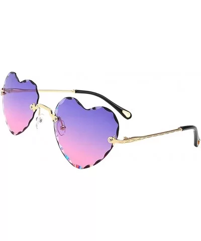 2x Fashion Heart Shape Rimless UV400 Sunglasses Eyewear For Party Travel Beach - CN19036SIW2 $24.19 Rimless