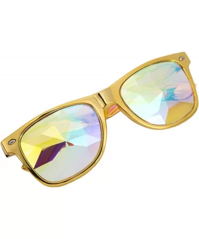 Festivals Kaleidoscope Glasses Rainbow Prism Sunglasses Goggles - Black+gold-square Lens - CG18DYQAT25 $37.42 Goggle