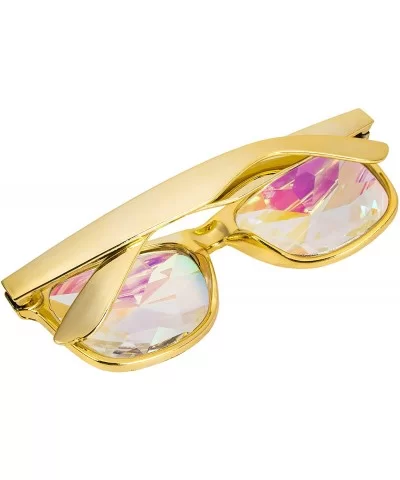 Festivals Kaleidoscope Glasses Rainbow Prism Sunglasses Goggles - Black+gold-square Lens - CG18DYQAT25 $37.42 Goggle