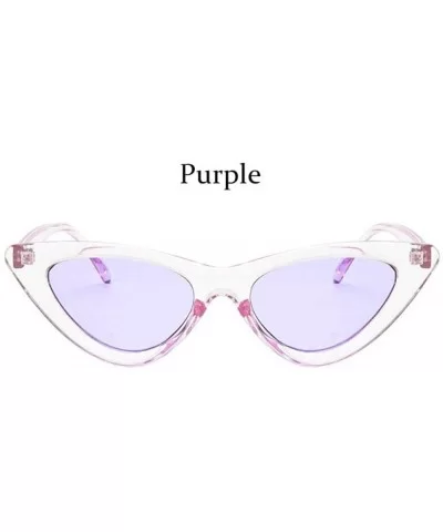 2019 Cat Eye Fashion Sunglasses Women Fashion Vintage Small Glasses Woman Black - Purple - C118Y6SSLEH $12.37 Cat Eye