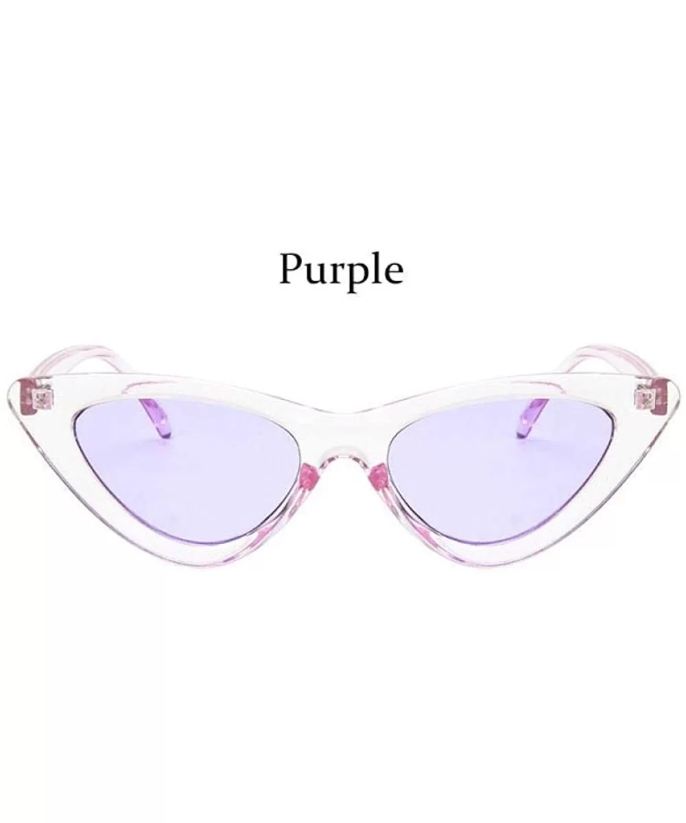 2019 Cat Eye Fashion Sunglasses Women Fashion Vintage Small Glasses Woman Black - Purple - C118Y6SSLEH $12.37 Cat Eye