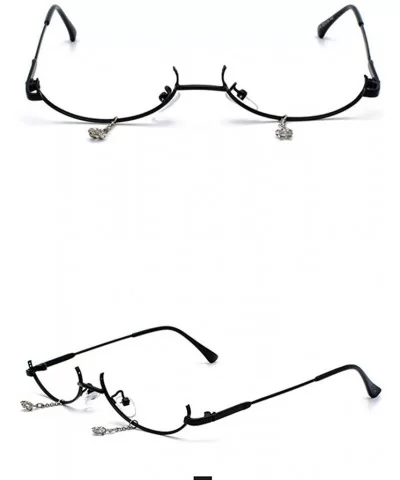 Women Fashion Glasses Frame None Lens Chain Pendant Decoration Flat Mirror Glasses Frame With Chain - Black - CZ196HH0208 $12...