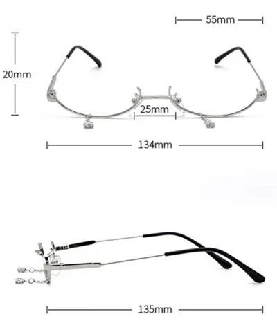 Women Fashion Glasses Frame None Lens Chain Pendant Decoration Flat Mirror Glasses Frame With Chain - Black - CZ196HH0208 $12...