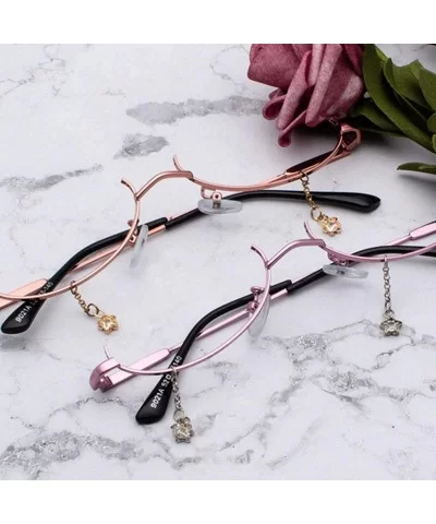 Women Fashion Glasses Frame None Lens Chain Pendant Decoration Flat Mirror Glasses Frame With Chain - Black - CZ196HH0208 $12...