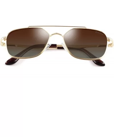 Polarized Square Aviator Sunglasses Polygon for Women Men - Gold Frame/Gradient Brown Lens - C618NNQCXD8 $33.43 Rectangular