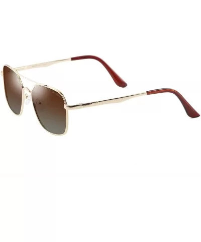 Polarized Square Aviator Sunglasses Polygon for Women Men - Gold Frame/Gradient Brown Lens - C618NNQCXD8 $33.43 Rectangular