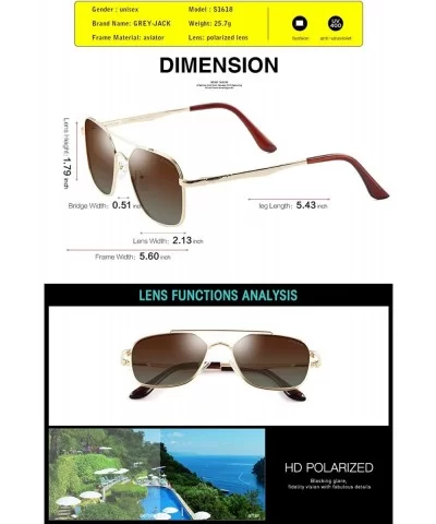 Polarized Square Aviator Sunglasses Polygon for Women Men - Gold Frame/Gradient Brown Lens - C618NNQCXD8 $33.43 Rectangular