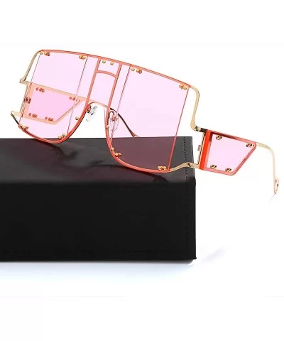 Oversized Fashion Sunglasses Glasses - Transparent Pink - CG18ZUX3GOS $33.33 Square