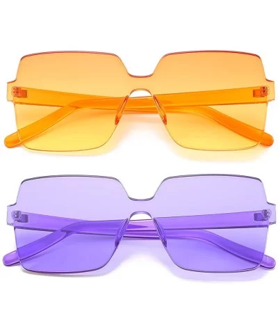 Oversized Square Candy Colors Glasses Rimless Frame Unisex Sunglasses Elton John - 03blue-green-pink/Purple - CH18GE58DIT $25...