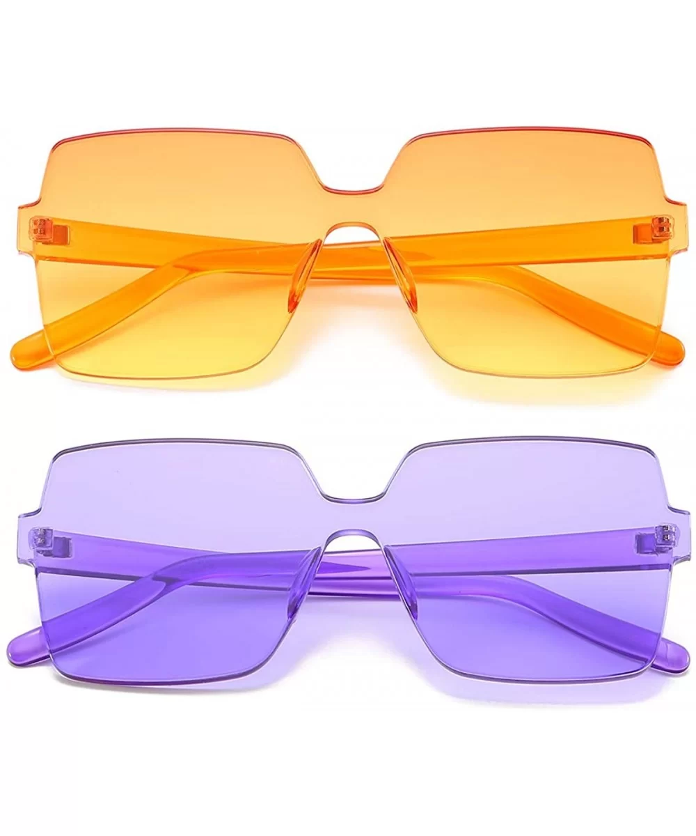 Oversized Square Candy Colors Glasses Rimless Frame Unisex Sunglasses Elton John - 03blue-green-pink/Purple - CH18GE58DIT $25...