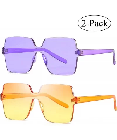 Oversized Square Candy Colors Glasses Rimless Frame Unisex Sunglasses Elton John - 03blue-green-pink/Purple - CH18GE58DIT $25...