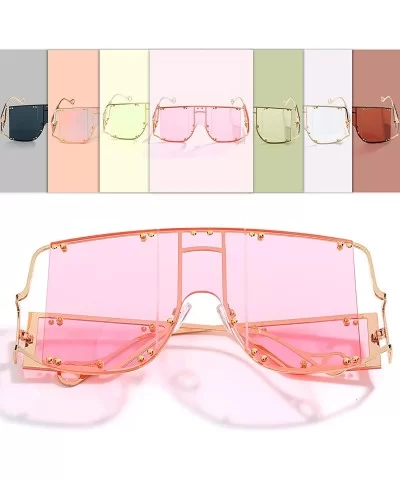 Oversized Fashion Sunglasses Glasses - Transparent Pink - CG18ZUX3GOS $33.33 Square